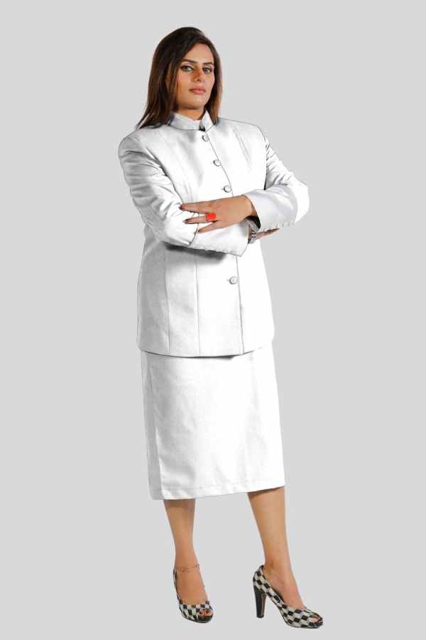 Womens White Skirt Suit for Church or Formal Wear
