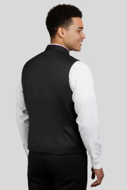 Black Clergy Vest with Purple Trim for Ministers