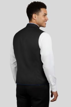 Black Clergy Vest with Blue Trim for Modern Look