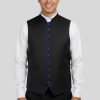 Black Clergy Vest with Blue Trim for Modern Look