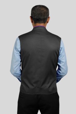Black Clergy Vest with Purple Trim for Ministers