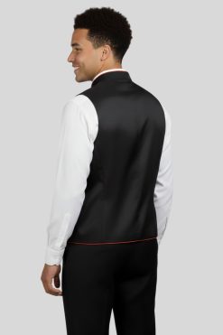 Black Clergy Vest with Red Trim for Bold Presence