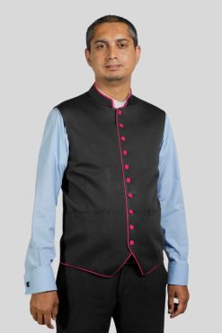 Black Clergy Vest with Red Trim for Bold Presence