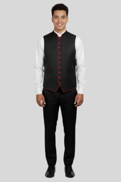 Black Clergy Vest with Red Trim for Bold Presence