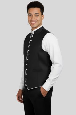 Crimson Vest with White Trim in Contemporary Style