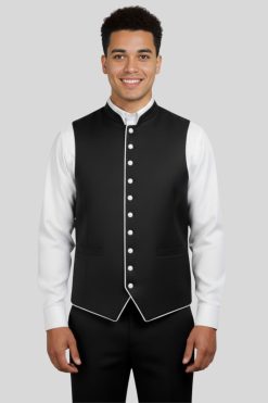 Crimson Vest with White Trim in Contemporary Style