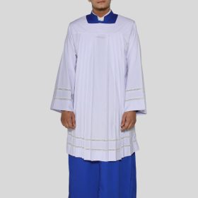 Catholic Surplice with Double Floral Lace Detailing