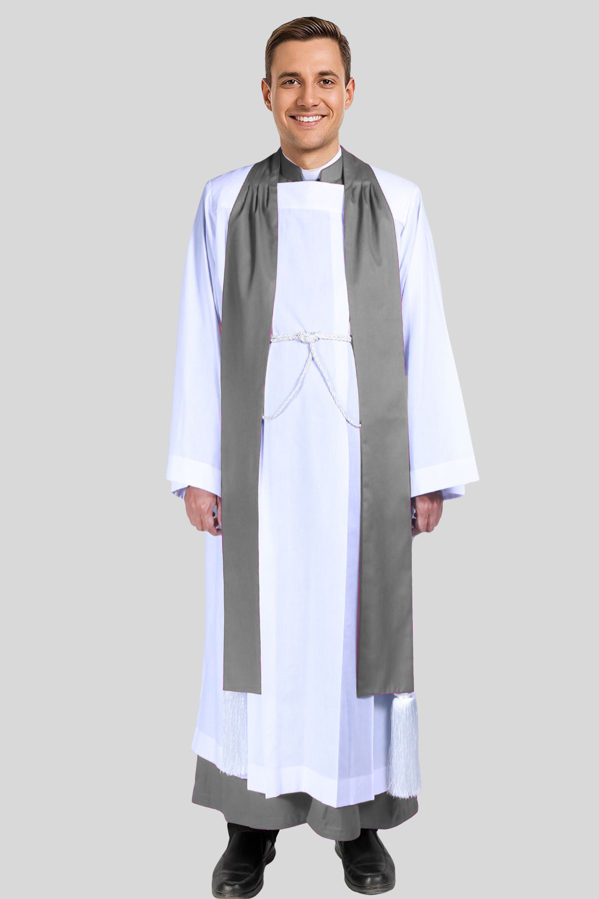 Cherished, Men's Pastor Vestment In Grey - 4 Pieces Included Cherished, Men's Pastor Vestment In Grey - 4 Pieces Included