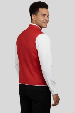 Crimson Vest with White Trim in Contemporary Style