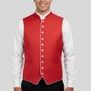 Crimson Vest with White Trim in Contemporary Style