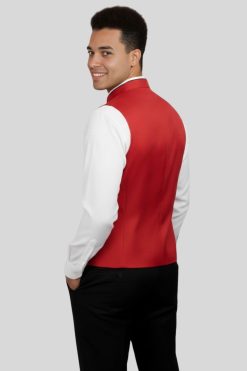 Red Clergy Vest with Black Trim for Church Ceremonies