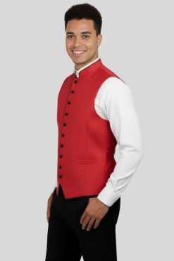 Red Clergy Vest with Black Trim for Church Ceremonies