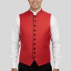 Red Clergy Vest with Black Trim for Church Ceremonies