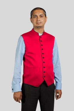 Red Vest Mens with Black Trim for Church Ceremonies