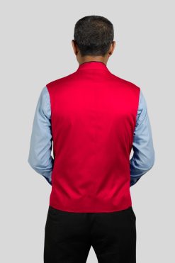 Red Vest Mens with Black Trim for Church Ceremonies