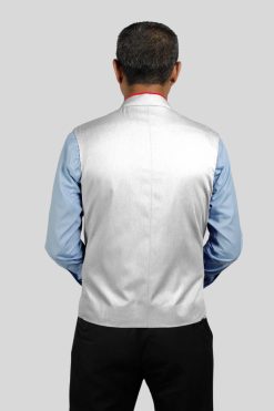 White Clergy Vest with Red Trim for Liturgical Use