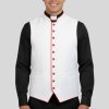 White Clergy Vest with Red Trim for Liturgical Use