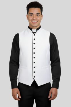 White Vest with Black Accents for Urban Church Style