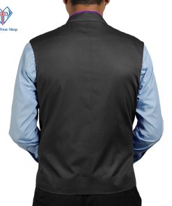 black vest with purple trim