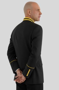 Black Preaching Jacket with Gold Button Style & Cord