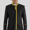 Black Preaching Jacket with Gold Button Style & Cord