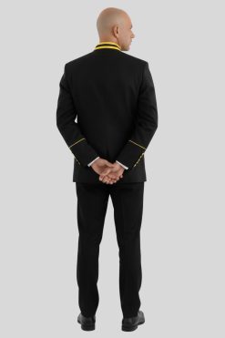 Black Preaching Jacket with Gold Button Style & Cord