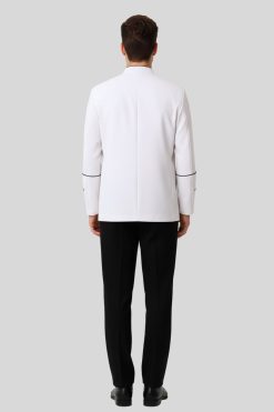 Men's Preacher Clergy Jacket In White & Black