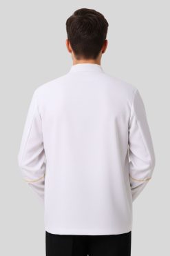 Men's Preacher Clergy Jacket In White & Golden Trim