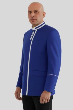 Preaching Jacket Royal Blue with Modern White Buttons