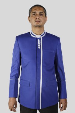 Preaching Jacket Royal Blue with Modern White Buttons
