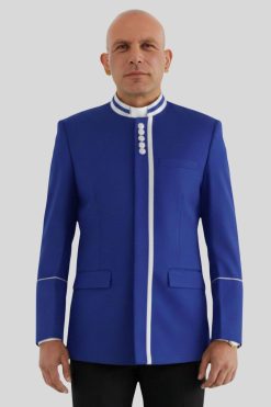 Preaching Jacket Royal Blue with Modern White Buttons