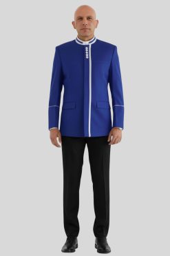 Preaching Jacket Royal Blue with Modern White Buttons