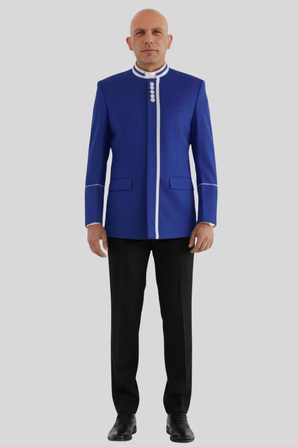 Preaching Jacket Royal Blue with Modern White Buttons
