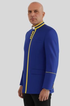 Royal Blue Preacher Jacket with Golden Accents