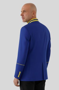 Royal Blue Preacher Jacket with Golden Accents