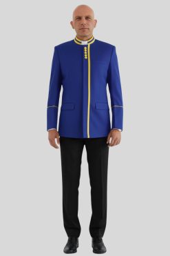 Royal Blue Preacher Jacket with Golden Accents
