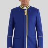 Royal Blue Preacher Jacket with Golden Accents