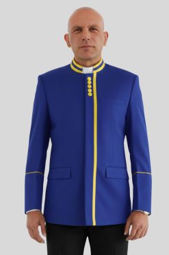 Royal Blue Preacher Jacket with Golden Accents