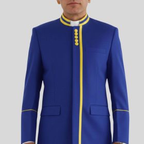 Royal Blue Preacher Jacket with Golden Accents