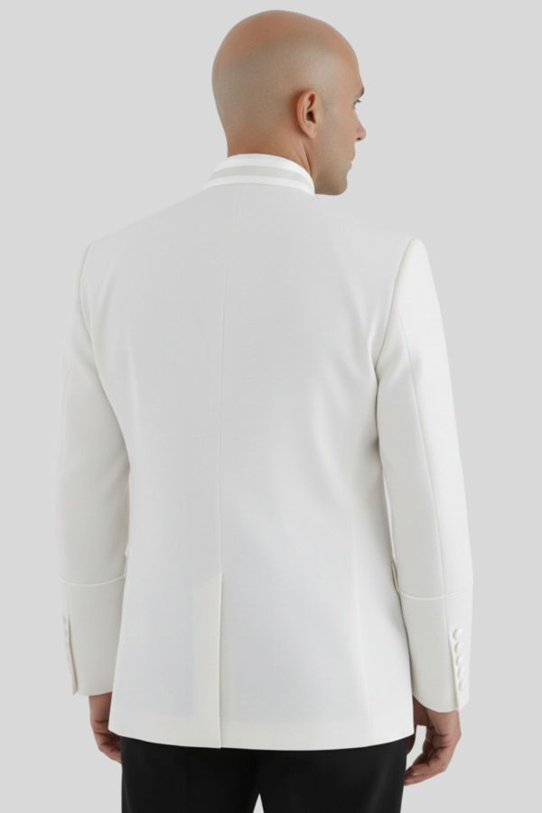 White Clergy Jacket for Men with Modern Buttons