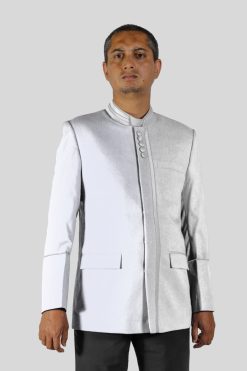 White Clergy Jacket for Men with Modern Buttons