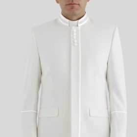 White Clergy Jacket for Men with Modern Buttons
