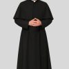 Men’s Black Cassock Elegant Priest Style with Shoulder Cape & 33 Buttons