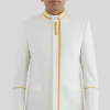 Elegant White Clergy Jacket with Gold Accents