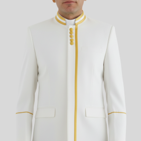 Elegant White Clergy Jacket with Gold Accents