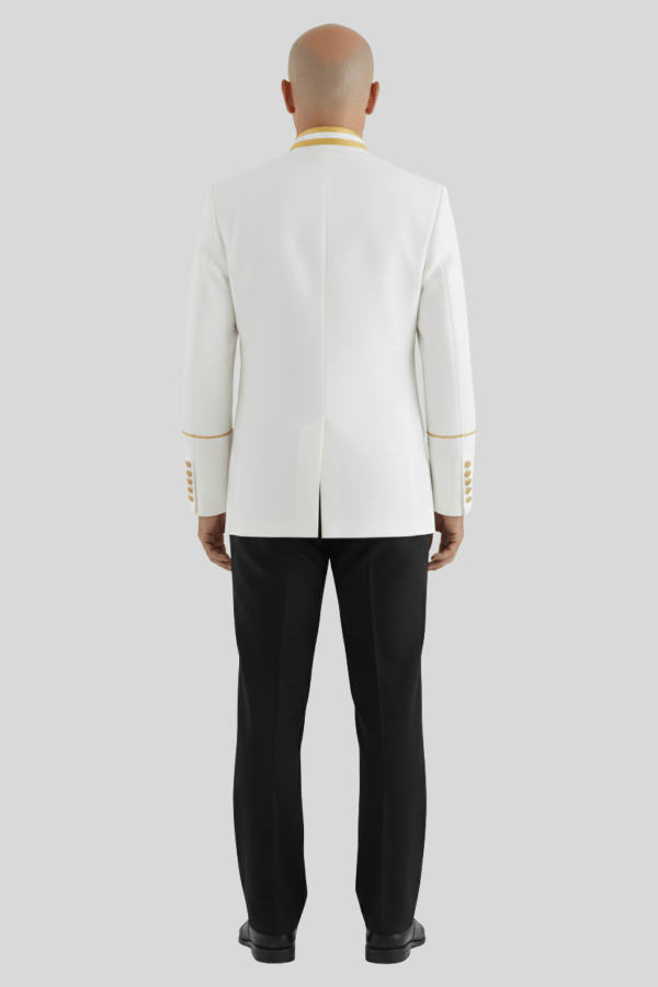 Elegant White Clergy Jacket with Gold Accents
