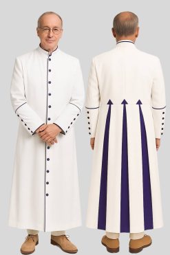 Men’s Executive White Pastor Robe Perfect for Church Services