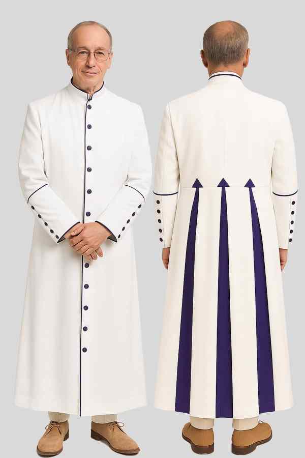 Men’s Executive White Pastor Robe Perfect for Church Services