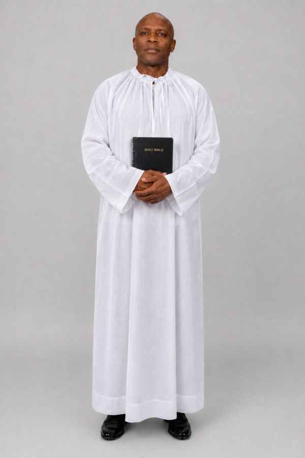 Clergy Alb with Gathered Neck, Front & Back Pleats
