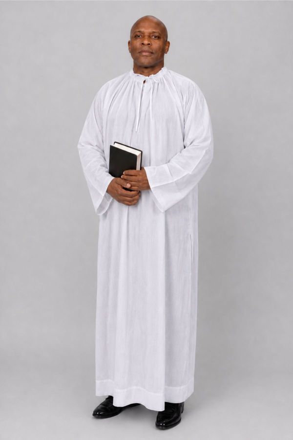 Clergy Alb with Gathered Neck, Front & Back Pleats